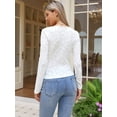 thumbnail image 3 of DARING DIVA Women's Jacquard Embroidery Long Sleeve Drawstring Blouse XL White, 3 of 6