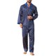 thumbnail image 1 of INSPIRAR CHIC Conjunto de Pijamas de 2 Piezas para Hombre, Camisón de Botones con Estampado, Patrón Casual, S Azul, 1 of 5