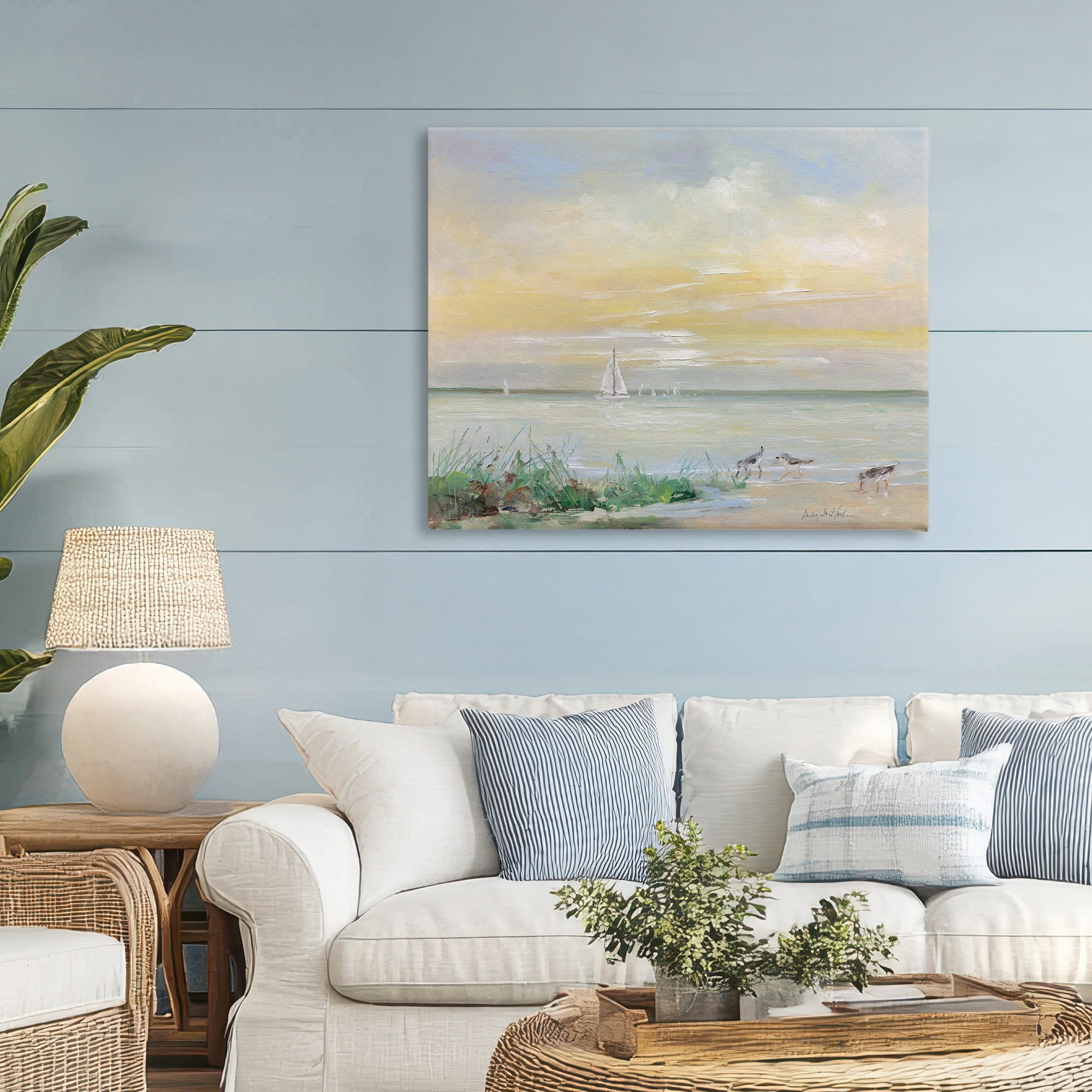 Stupell Industries Sailboats & Sanderlings Shore Canvas Wall Art, design by Sally Swatland