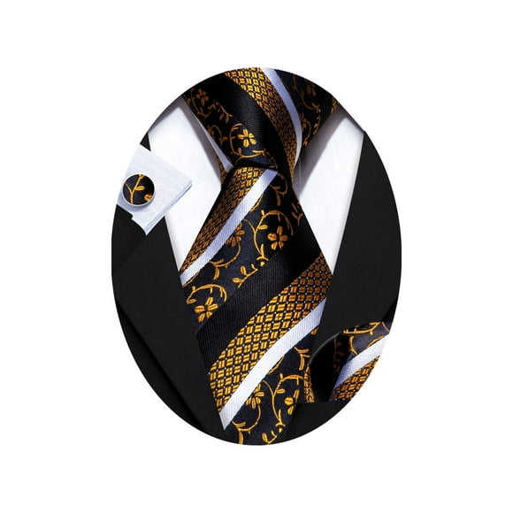 Set de corbatas Barry.Wang Silk 150 cm con gemelos dorados