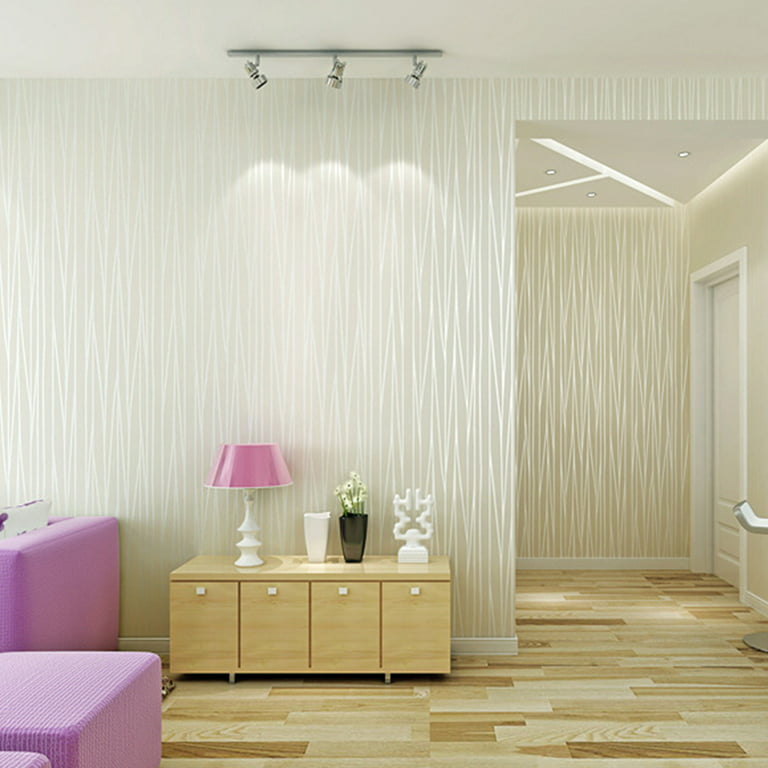 Non-Woven Wallpaper Classic Plain Stripe Textured Wall Paper Roll for  Livingroom