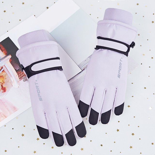 Purple Gloves Mittens Winter Ski Gloves Waterproof Thick Plus Velvet Warm Windproof Cold Protection Outdoor Riding Gloves