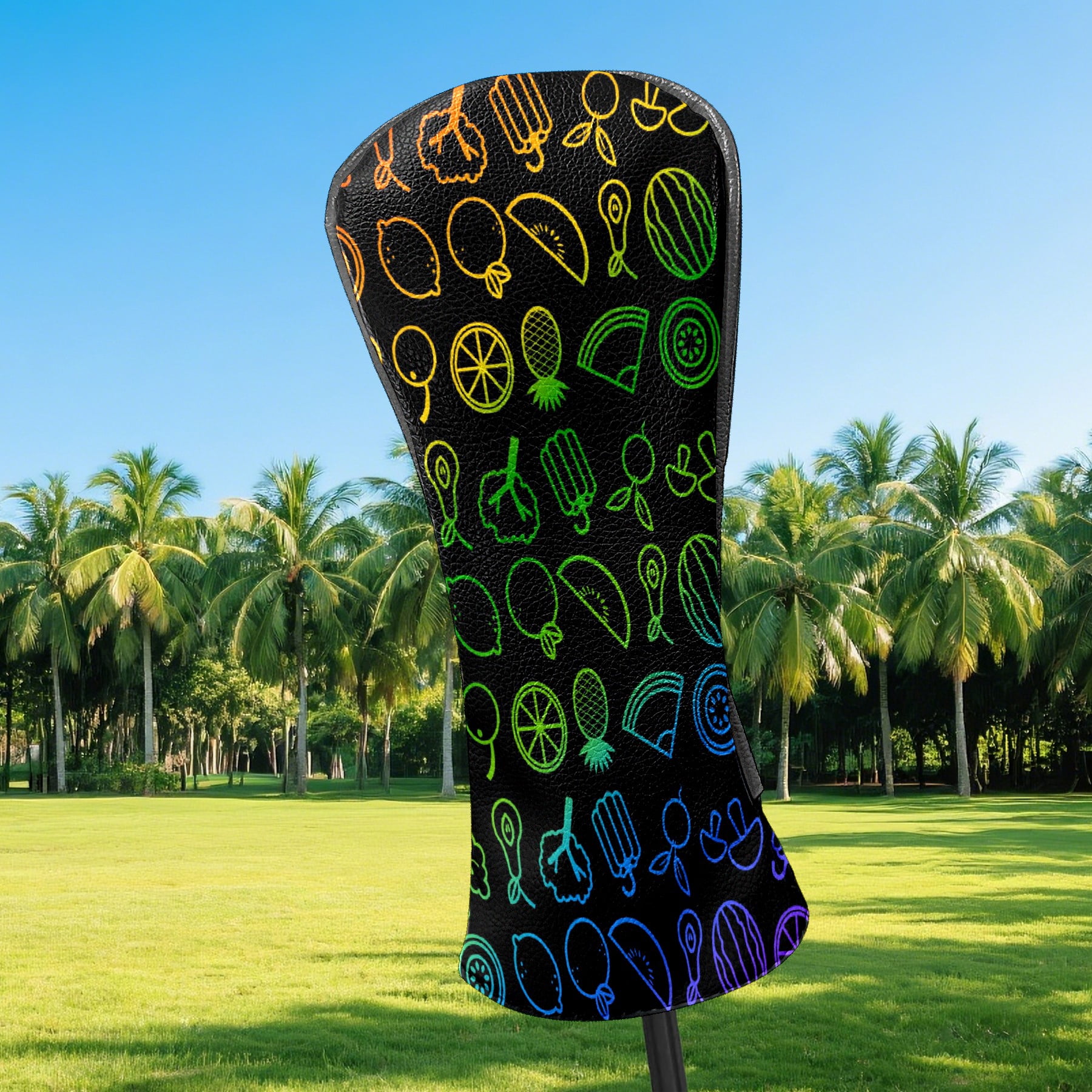 Golf Club Head Cover Waterproof Leather Golf Accessories HeadCovers Set Driver Headcover for Women Men Fruits