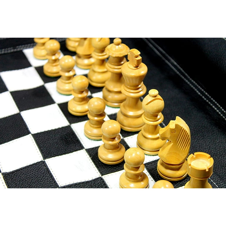 Stonkraft 19 x 19 Genuine Leather Roll-Up Tournament Chess Set - with  Wooden Chess Pieces - Dark Tan Color - StonKraft