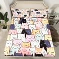 thumbnail image 2 of Manfei Pet Animal Kitten Full Size Sheets,Colorful Cartoon Cat Bed Sheets,Pink White Black Sheet Sets For Boys Girls,Lightweight Room Decor,4 Pieces, 2 of 7