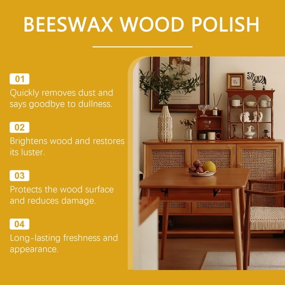 YHAICO Beeswax Furniture Polish Instantly Removes Restores Wood's Natural Suitable for Multiple Surfaces 120ml