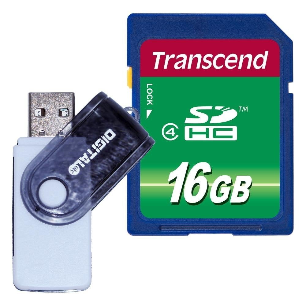 Transcend 16 GB High Speed SDHC Class 4 Flash Memory Card And Digital Etc 9-in-1 High-Speed USB Reader Set - Walmart.com