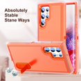 thumbnail image 4 of 3+2PCS Camera Lens Protector + Heavy Rugged Case for Samsung Galaxy S22 Ultra, Dteck Metal 9H Tempered Glass Camera Cover, Stand Protective Phone Case - Orange, 4 of 7