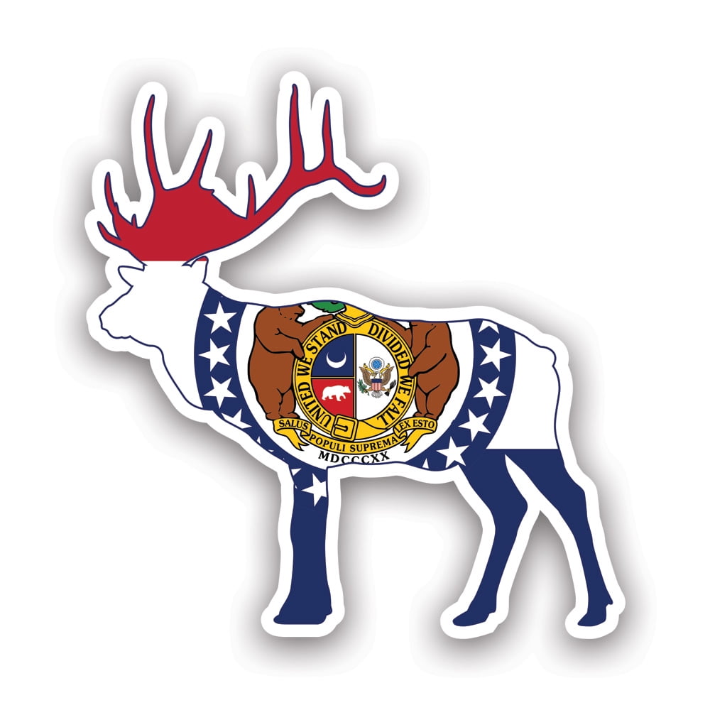 Missouri Deer Shaped Flag Sticker Decal Self Adhesive Vinyl