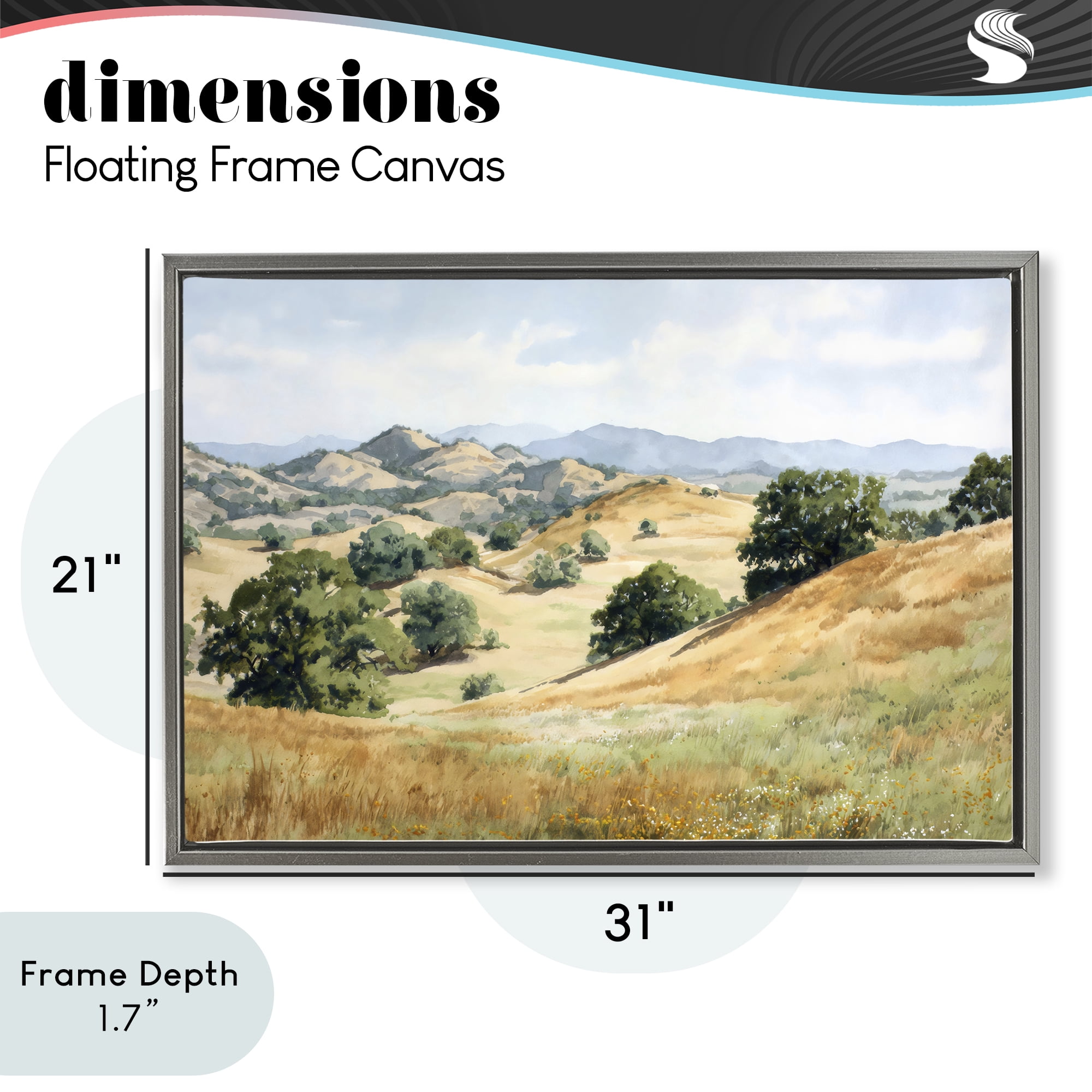 Stupell Industries Idyllic Mountains and Trees Gray Framed Floater Canvas Wall Art, design by Petal Prints Design