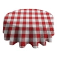 thumbnail image 4 of Red and White Plaid Pattern Round Tablecloth 60"x60",Wrinkle Wipeable Table Cloth for Kitchen Dining Room Picnic Patio Party, 4 of 6