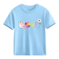 thumbnail image 2 of Piuwrlz Short Shirts Sleeve Kids Girls Graphic T-Shirts Cotton Pullover Blue Size 3 Years, 2 of 10