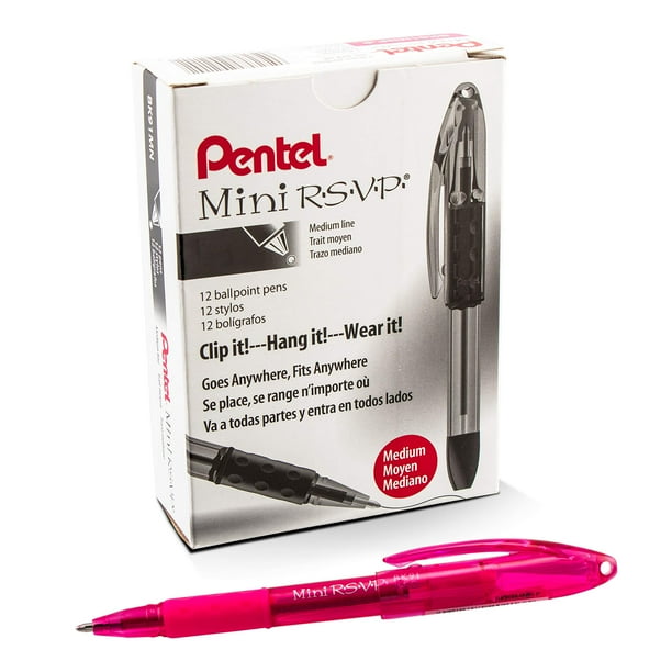 Bolígrafo Pentel Mini R.S.V.P. Stick con tinta rosa (12 unidades)