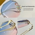 thumbnail image 4 of Luxury Fashion Oversized Rimless Sunglasses Women Fashion Design Big Frame Diamond Square Sun Glasses For Female, 4 of 5