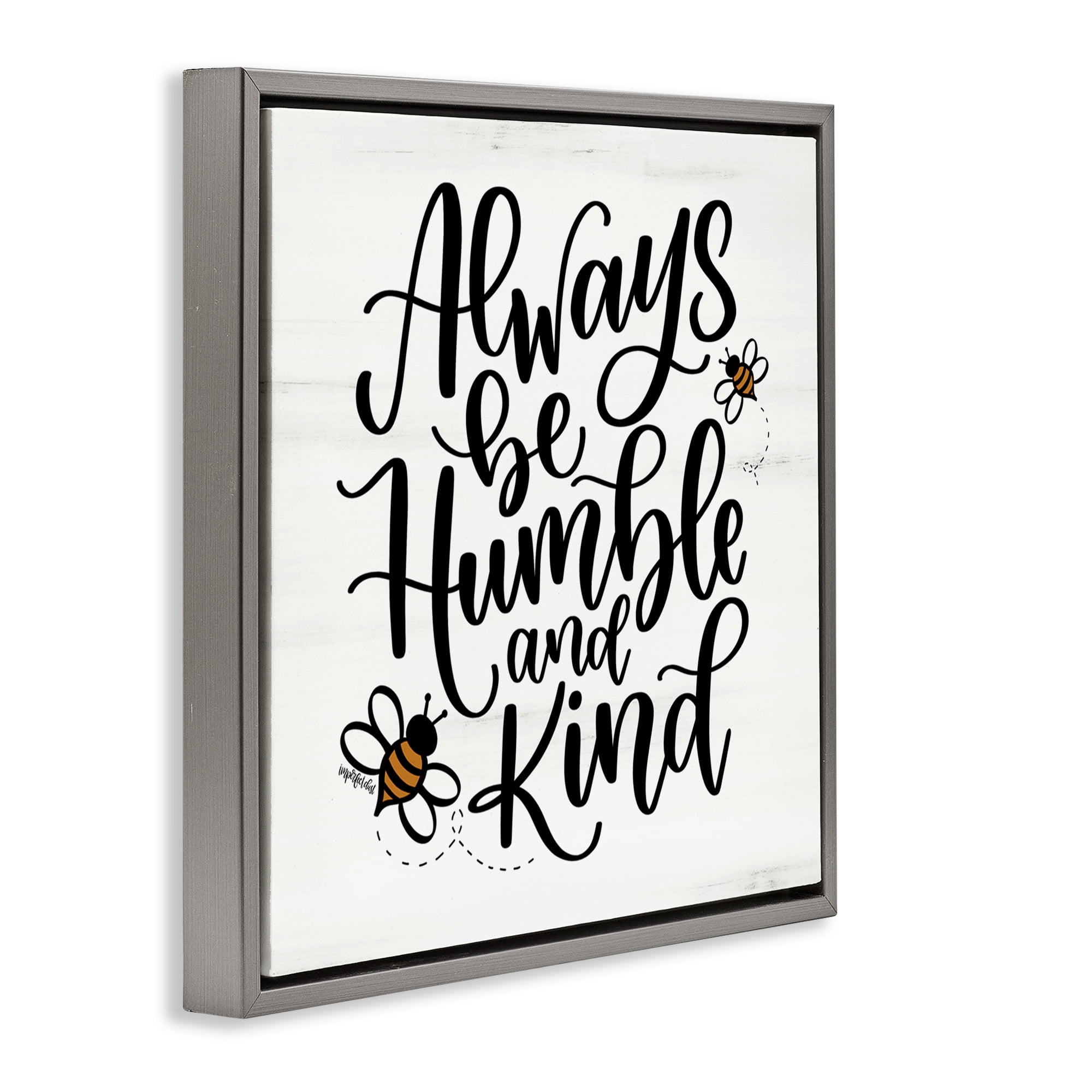 Stupell Industries Inspiring Humble & Kind Animals Painting Gray Floater Framed Canvas Art Print Wall Art, 18 x 18