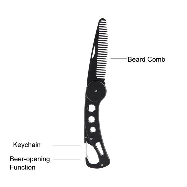 Peine para barba de Acero inoxidable Higoodz plegable portátil antiestático para bigote y barba color Como muestran las imágenes tamaño 16 x 2,5 x 1 cm