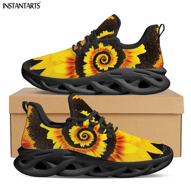 Zapatillas deportivas de moda para mujer con hermosos estampados de girasoles, clásicas, creativas, casuales, con control flexible, deportivas para mujer.