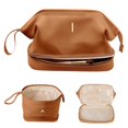 thumbnail image 1 of Bolsa de maquillaje Vogewood con inicial personalizada de doble capa, piel sintética, 1 of 7