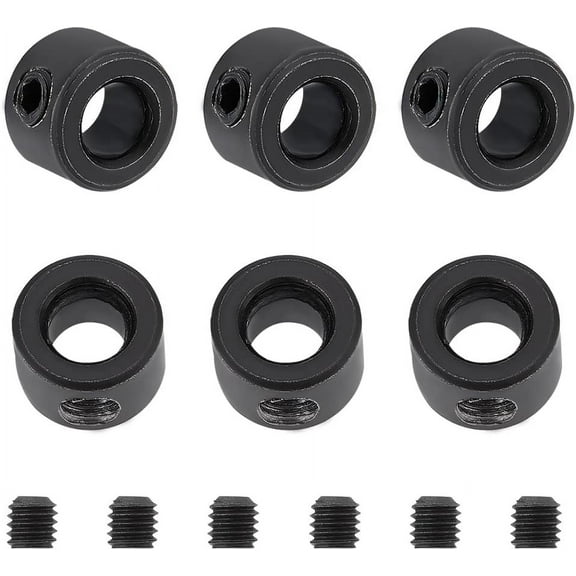 6Pcs 6mm Inner Diameter Electrophoresis Black Carbon Steel Shaft Collar Set Screw Style Bore Shaft Collars Set Screw Collars for Lawn Tractors Garage Doors diy
