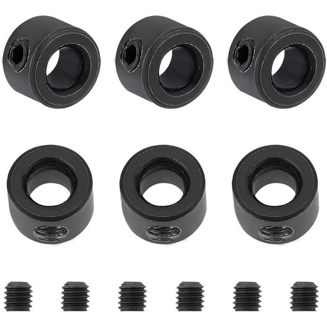6Pcs 6mm Inner Diameter Electrophoresis Black Carbon Steel Shaft Collar Set Screw Style Bore Shaft Collars Set Screw Collars for Lawn Tractors Garage Doors
