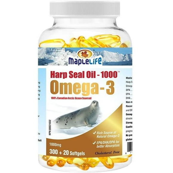 Harp Seal Oil 1000mg best source of Omega-3 Fatty Acids - 320 Softgels