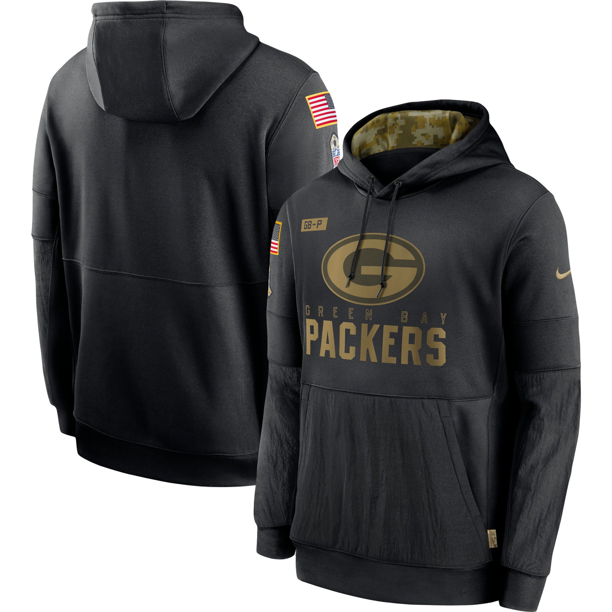 Green Bay Packers Football Hoodies Salute to Service Sideline Pullover Coat 