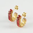 thumbnail image 1 of Nvzi Conjunto versátil en forma de U con pendientes llenos de diamantes y circonitas, pendientes y pendientes con diseño de nicho de acero de titanio (rojo), 1 of 4