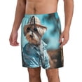thumbnail image 2 of Pofeuu Stylish Dog in Denim Outfit Prin Men's Swim Trunks Quick Dry Bathing Suit Swimming Board Shorts Mesh Lining Beach Swimwear-Small, 2 of 6