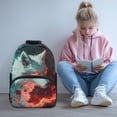 thumbnail image 2 of Uorisanigo Fire Wolf School Backpack for Boys Girls 6-12 Wolf Casual Sport Daypack Bag, Large Capacity Casual Basic Bookbag with Adjustable Padded Straps for School, Travel & Sports, 2 of 7