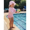 thumbnail image 6 of BemeyourBBs Toddler Baby Girl Swimsuit Infant Bathing Suit One Piece Swimsuits with Sun Hat Set Long Sleeve Rash Guard Swimwear Striped Dot Zipper Summer Beach Wear, 6 of 9