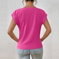 thumbnail image 4 of MORTTIC Women's Knotted V-Neck Elegant Short Sleeve Blouse Lightweight Casual Top for Spring Summer Rose Red，XL, 4 of 5