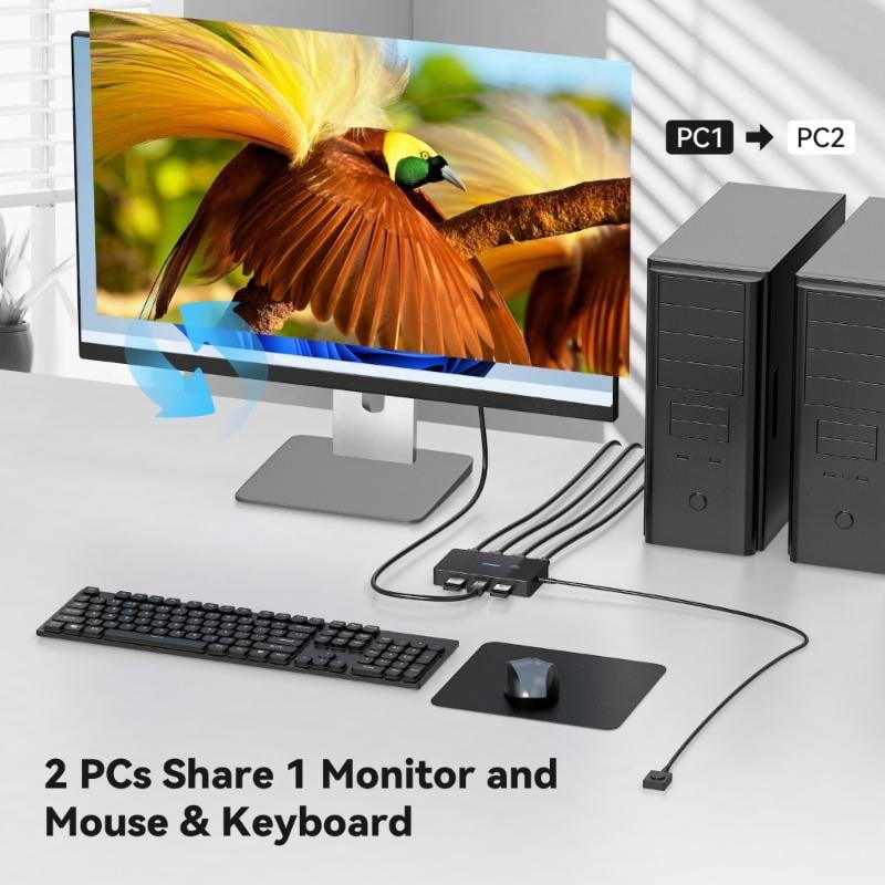 CEORPER 8K USB KVM Device HDTV Switcher Box Splitter Display Equipment USB Switcher