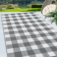 thumbnail image 2 of TEQIN Reversible Outdoor Rugs,Plastic Rug Outdoor Rug Lightweight Outside Mats Modern Outdoor Rug for Patio Portable Mats Black White Outdoor Checkered Rugs for RV Backyard Deck Picnic Beach, 2 of 9