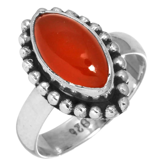 Genuine Carnelian Ring Solid 925 Sterling Silver Handmade Jewelry