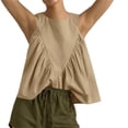 thumbnail image 4 of Womens Peplum Babydoll Tank Tops Summer Sleeveless Loose T Shirts Casual Shirred Flowy Tops, 4 of 7