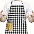 thumbnail image 2 of Black White Diamond Checkered Pattern Apron-Garden Aprons for Women with Pockets-Cotton Linen Waterproof Kitchen Cooking Gardening Aprons Adjustable for Kitchen,Cooking,BBQ and Salon 33x27 Inch, 2 of 7