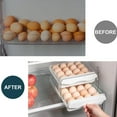 thumbnail image 6 of Bxaolu Egg Container Holders Dispenser for Refrigerator 32 Eggs, 2 Tier Clear Stackable Holder Tray with Drawer for Fridge, Storage Container with Handles for Refrigerator, Countertop, Gray, 6 of 8