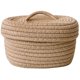 thumbnail image 1 of Cesta de almacenamiento tejida multifuncional Cesta de cuerda de algodón Cesta de almacenamiento tejida rústica con tapa, 1 of 6