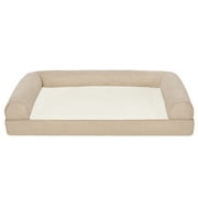 FurHaven Pet Products Medium Plush & Performance Linen Orthopedic Sofa Dog Bed, Flax
