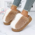 thumbnail image 4 of Fesfesfes Womens Winter Slippers Cozy Fleece Lined Indoor House Shoes Soft Plush Comfortable Thick Sole Slip On Home Footwear Warm Lazy Non Slip Shoes(Khaki,36(US:5.5)), 4 of 8