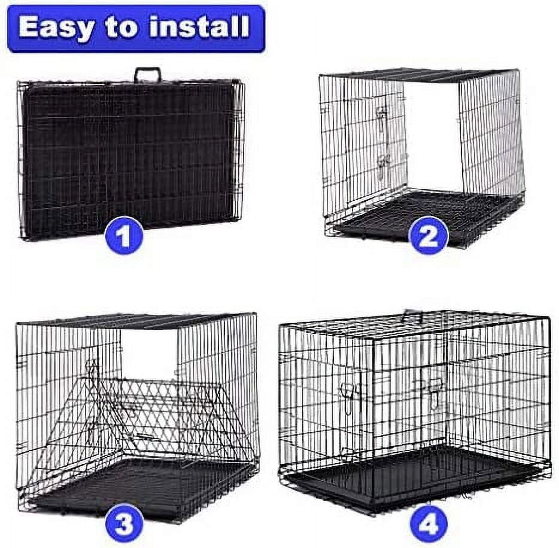 Bestpet 24 inch Black Foldable Metal Double Door Dog Crate with Divider Removable Tray for Small Dogs