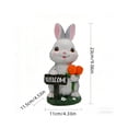 thumbnail image 3 of Resin Rabbits Ornament, Solar Powered Welcome Sign With Distressed Wood Finish, for Garden Patio, White, 3 of 6