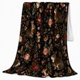 thumbnail image 2 of Woodland Rabbit Rose Forest, Cozy Woodland Scene, Warm Flannel Blanket for Cabin and Lodge with Detailed Artwork, Wildlife Lovers Housewarming Gift, Botanical Home Decor, 2 of 9