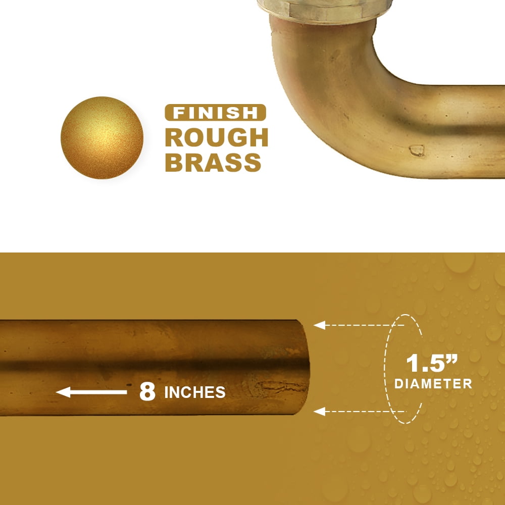 Highcraft 20-1982 Slip Joint Waste Bend for Tubular Drain Applications, 1-1/2 in. x 8 in., 20GA Brass
