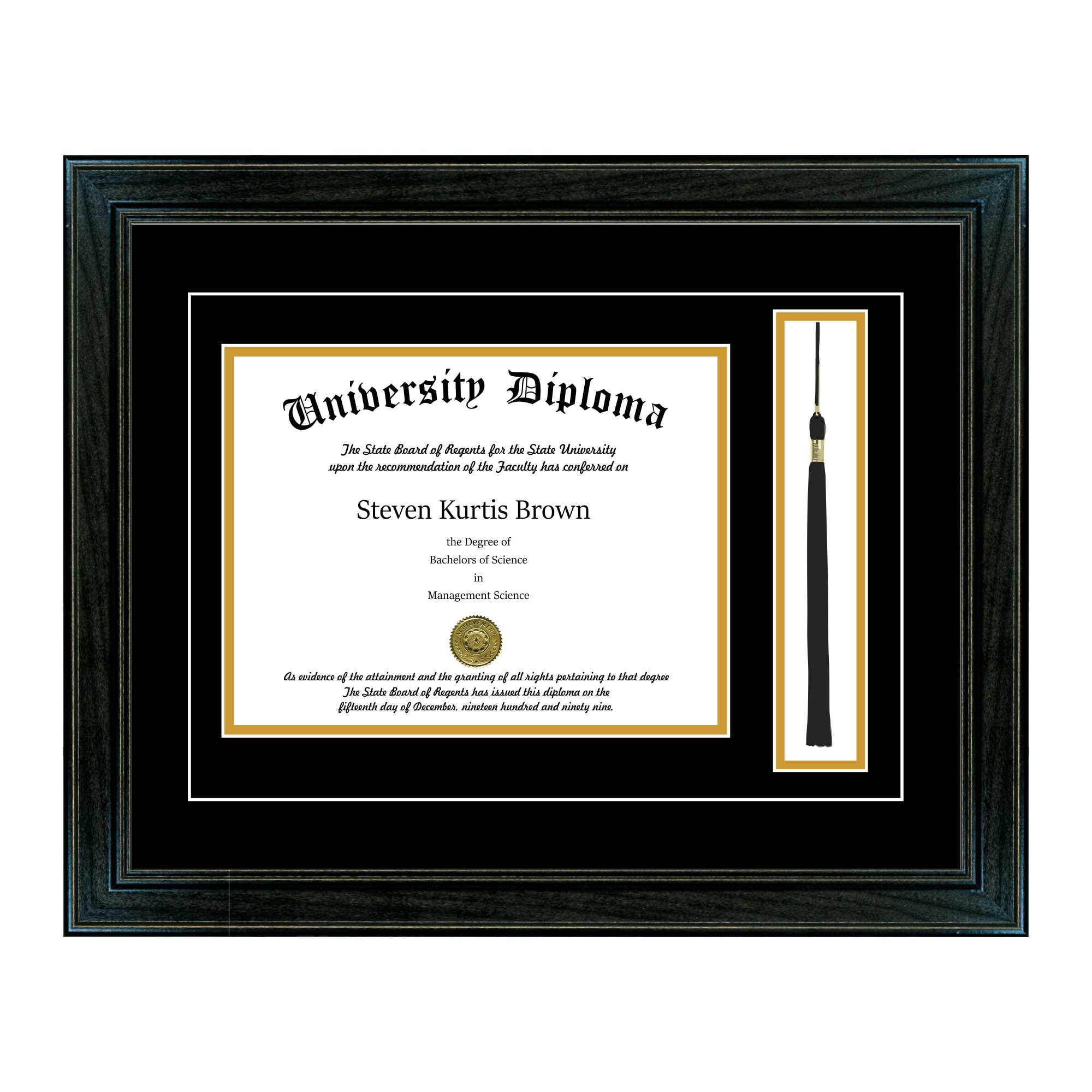 Single Diploma Frame with Tassel and Double Matting for 14" x 11" Tall
