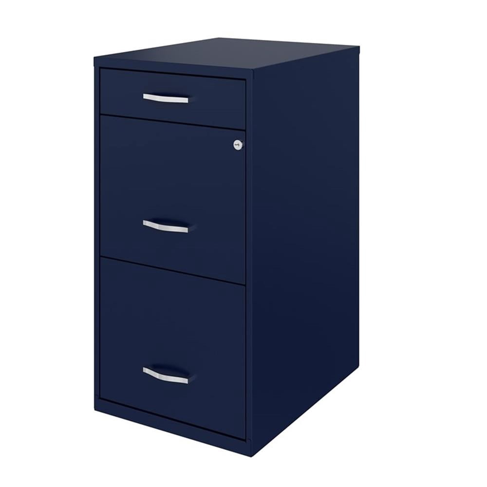 UrbanPro Metal Navy Filing Cabinet Vertical 3-Drawers 27.32" Assembled