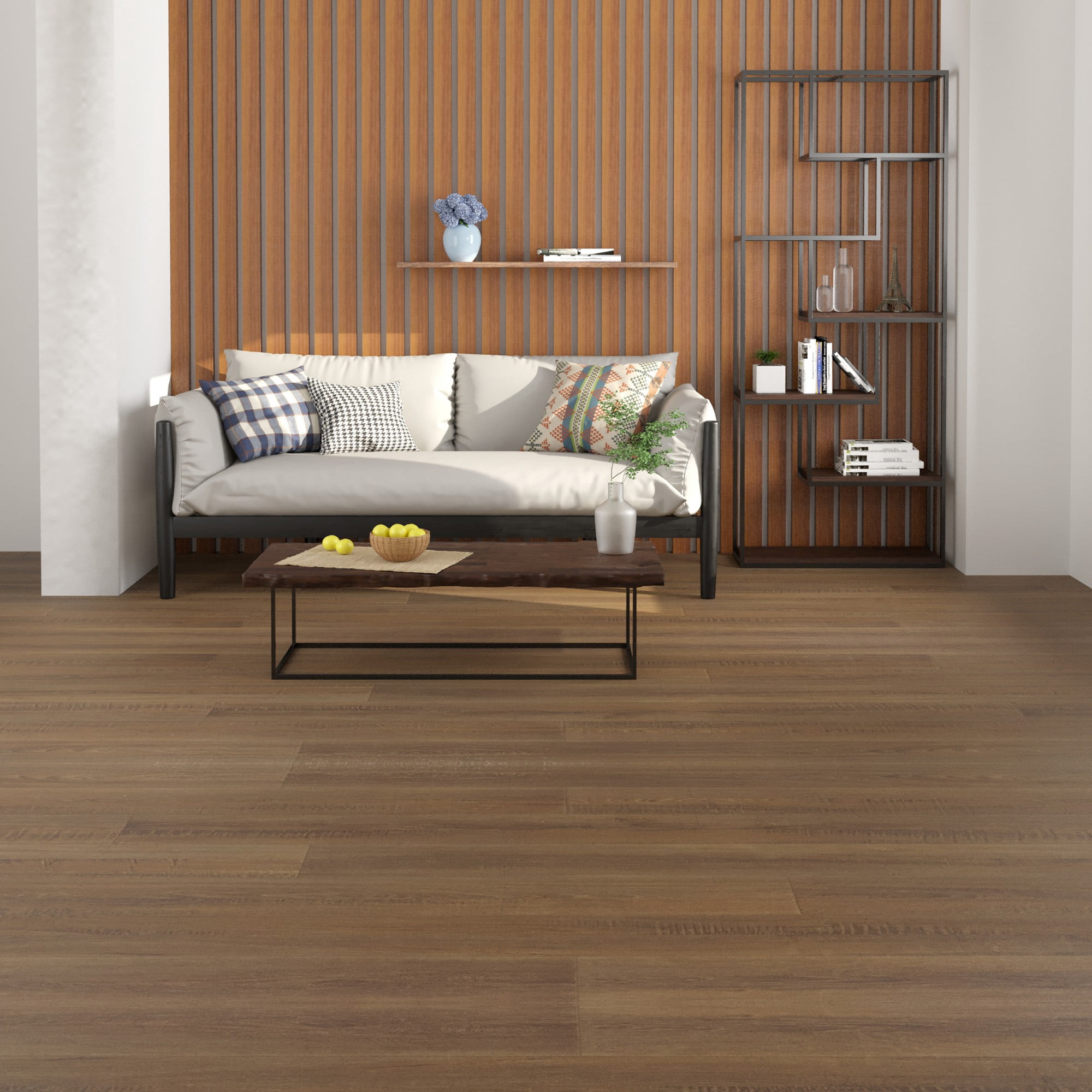 Vinyl Flooring Roll PVC Wood Plank Covering with Tape 39.3" X 393" Yellow