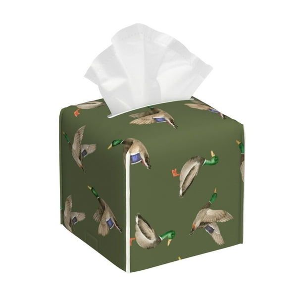 Balery Birds Wild Ducks Porta Pañuelos de Cuero con Estampado – Funda Moderna Cuadrada para Caja de Pañuelos, Dispensador 5x5x5''