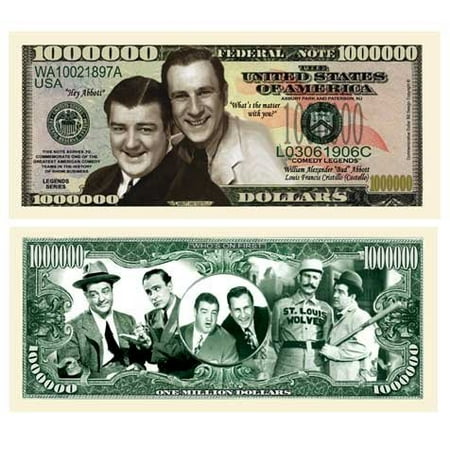 Christmas Dollar Bill Abbott And Costello Million Dollar Bill With Bill Protector, Fake Money! By American Art Classics ()