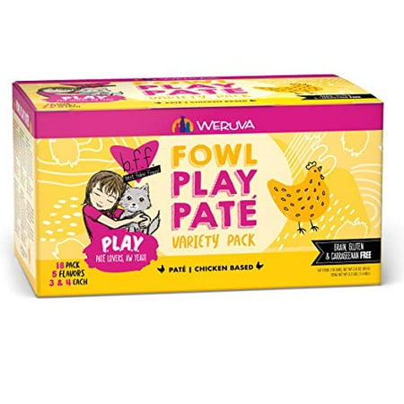 B.F.F. PLAY - Best Feline Friend Paté Lovers, Aw Yeah!, Fowl Play Yellow Patés Variety Pack, 2.8oz Can (Pack of 18)